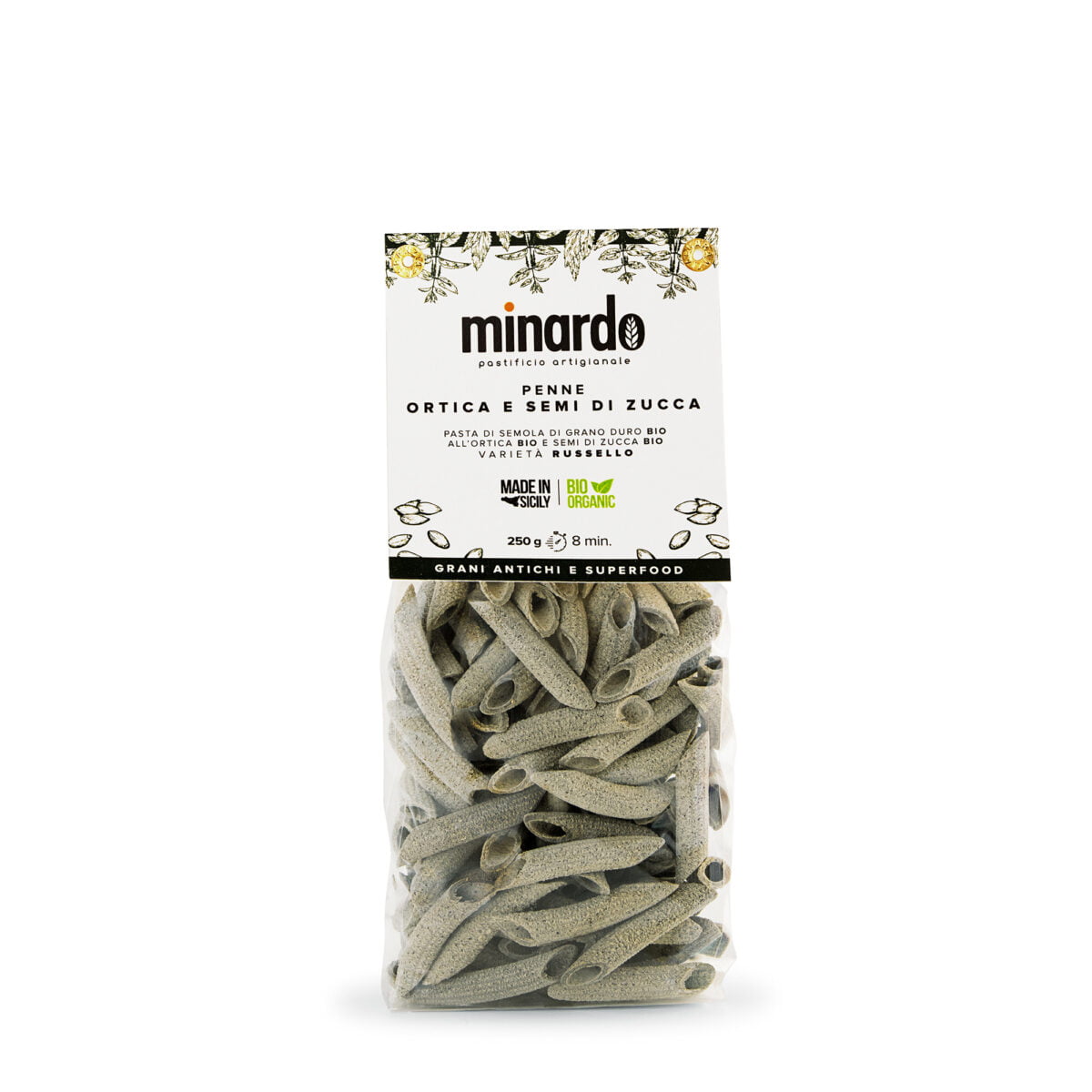 Penne ortica e semi di zucca - Grani Antichi e Super Food - 250 gr